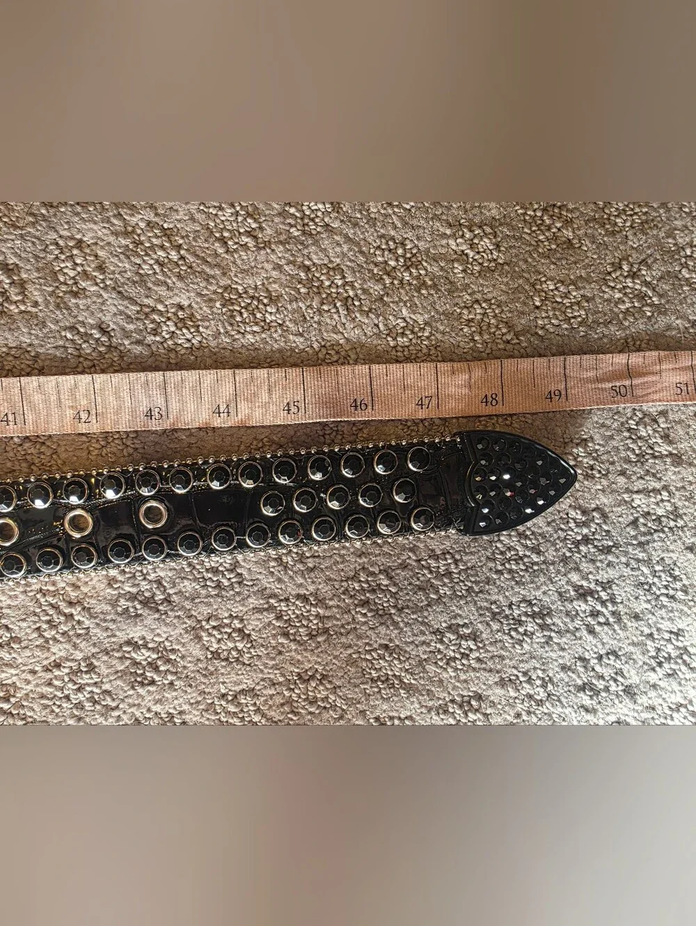 Black Studded Men's Leather Belt